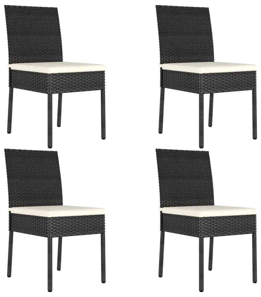 5 pcs conjunto de jantar para jardim vime PE preto