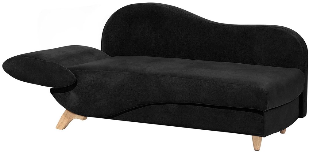 Chaise-longue à esquerda de 2 lugares com arrumação em veludo preto MERI Beliani