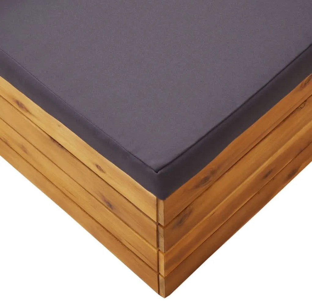 Conjunto mesa e apoio de pés jardim c/ almofadão acácia maciça