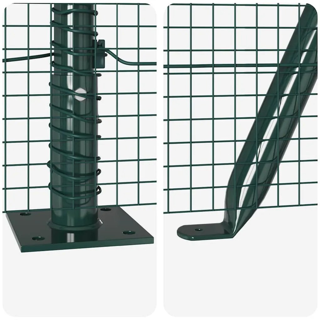 Cerca de Fio Soldado com 13 Postes com Flange Verde 0.4x25 m Aço
