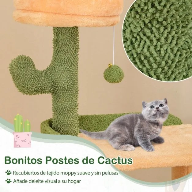 Arranhador para gatos Grande multinível com postes de arranhar de sisal Centro de actividades de brinquedos Verde + Laranja