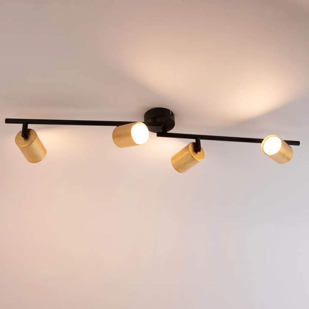 Candeeiro de teto moderno dourado com LED 4 luzes - Mark Moderno