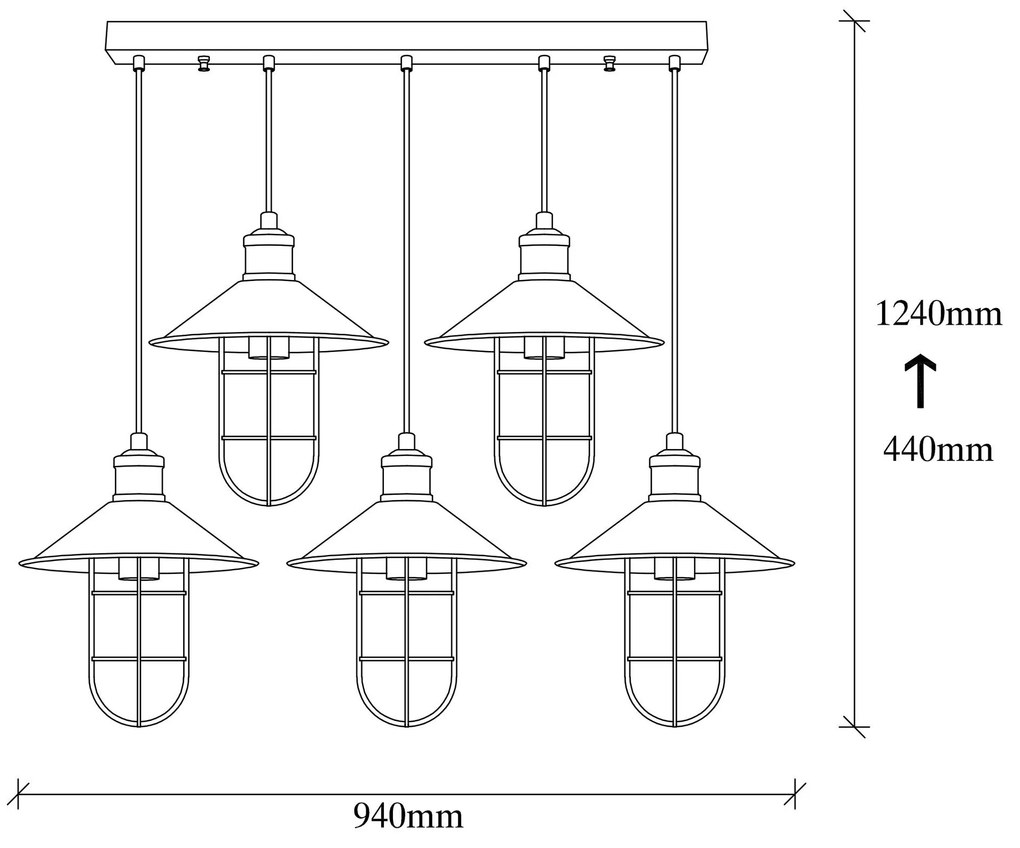 Candeeiro Suspenso Ayazma – Preto – 94 x 24 cm