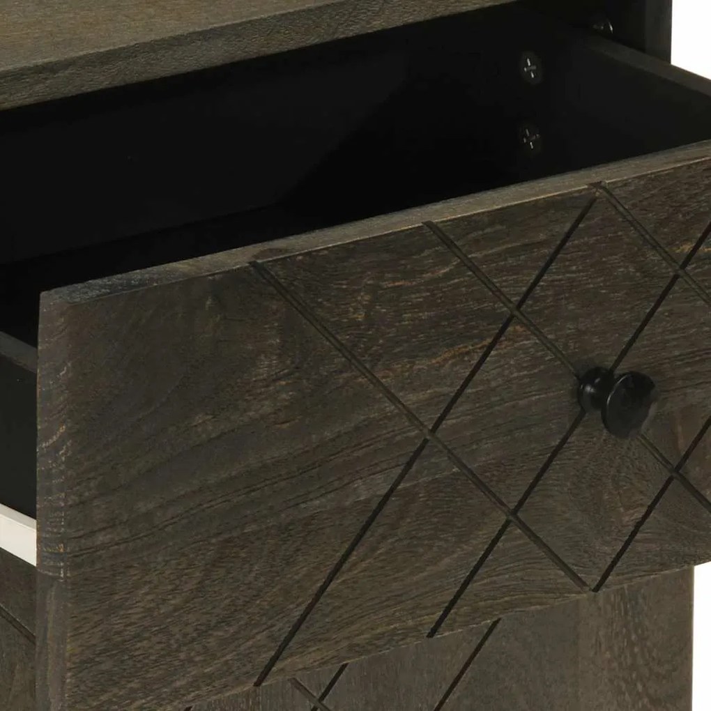 Mesa de cabeceira 50x33x60 cm madeira de mangueira maciça preto