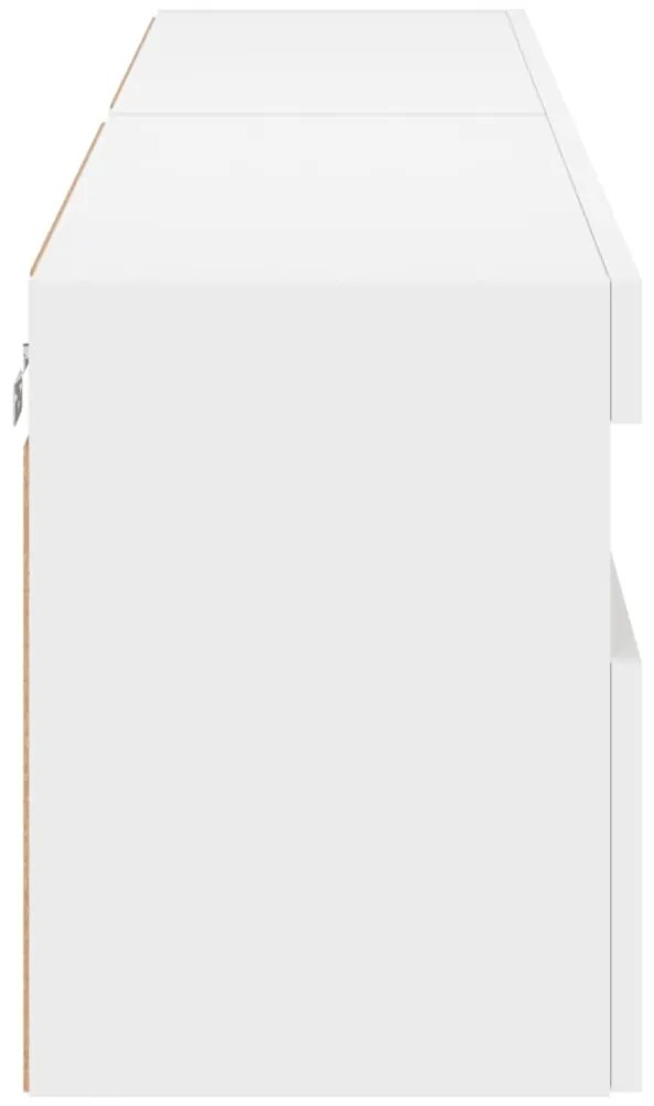 Móveis de parede p/ TV com luzes LED 2 pcs 80x30x40 cm branco