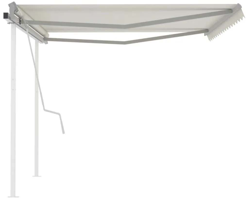 Toldo retrátil manual com postes 4x3,5 m cor creme