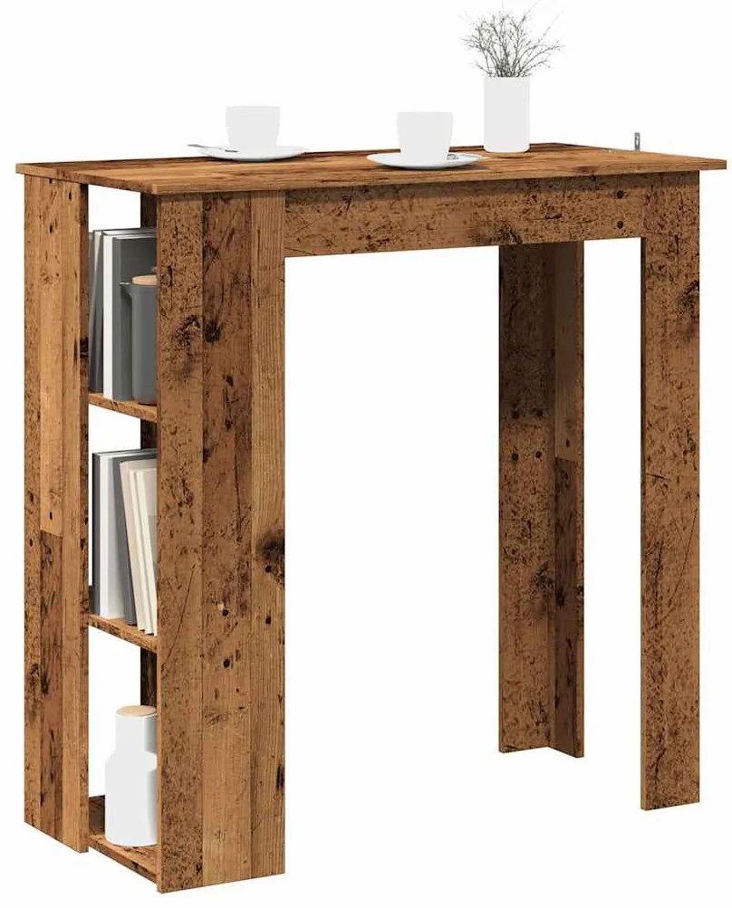 Mesa de bar com prateleiras derivados de madeira madeira velha