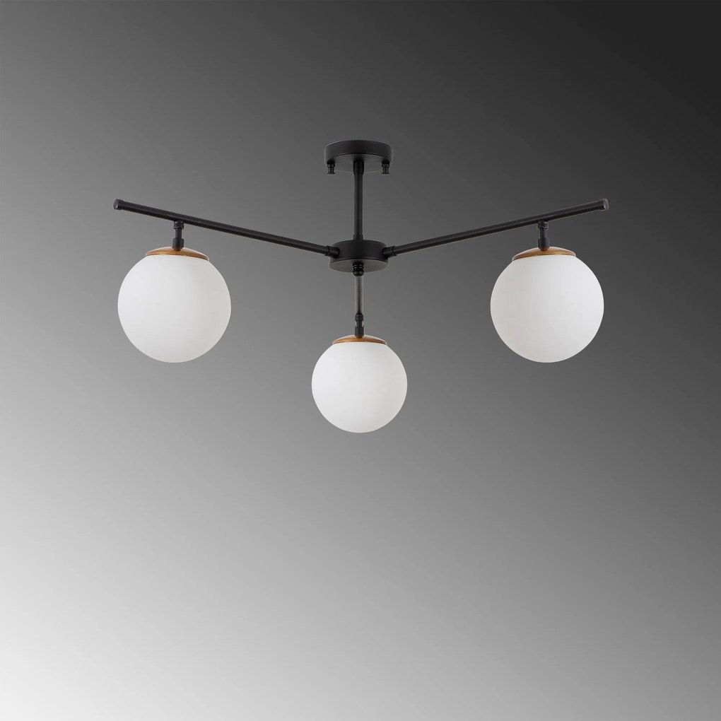 Candeeiro Suspenso Atmaca – Preto, Dourado e Branco – 70 x 70 cm