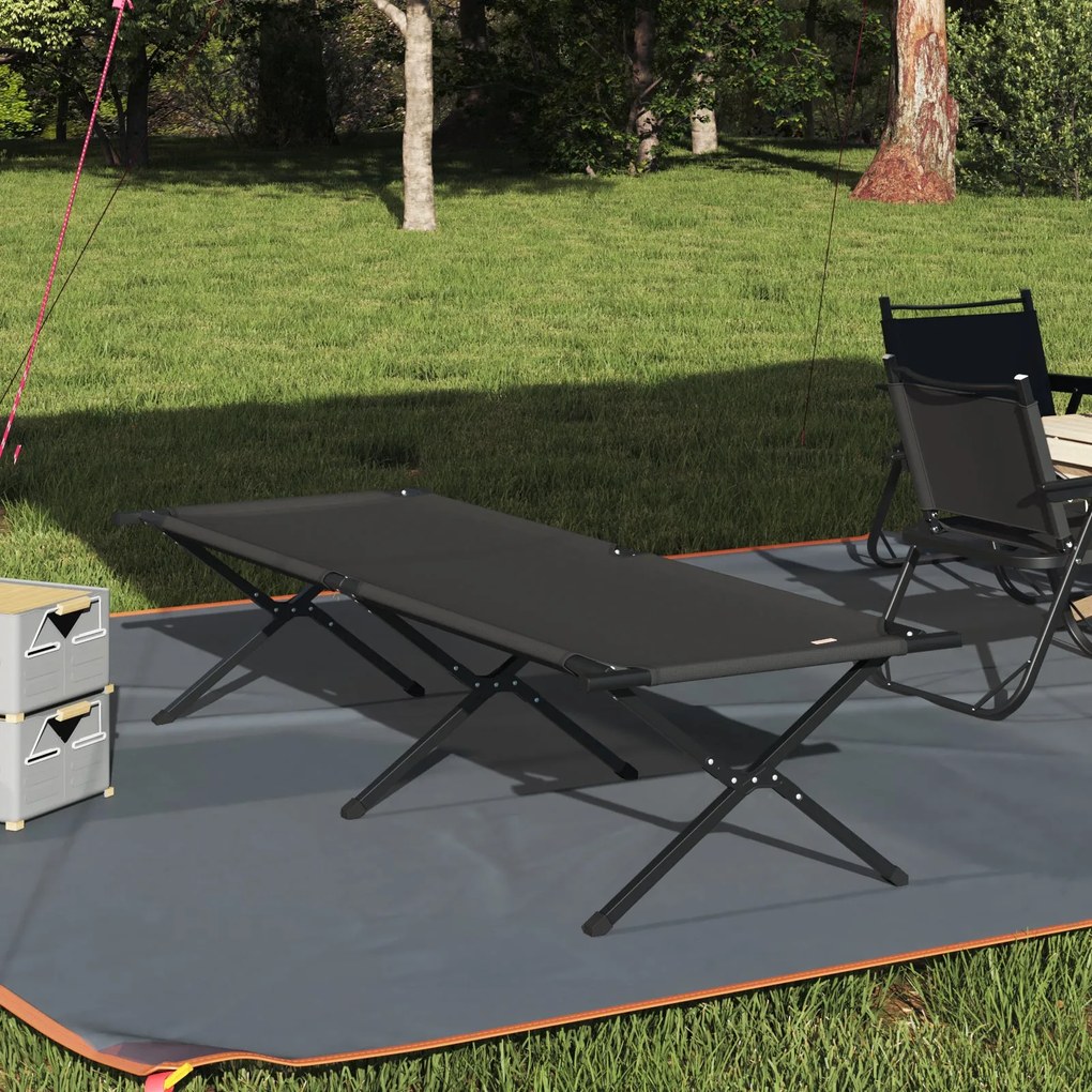 Cama de Sol Dobrável com Bolsa de Transporte Preta 600D Tecido Oxford