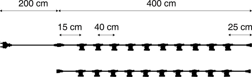 Iluminação de festão preta conectável com ficha 10m Incl. E27 P45 20-Luzes IP44 - Lubber