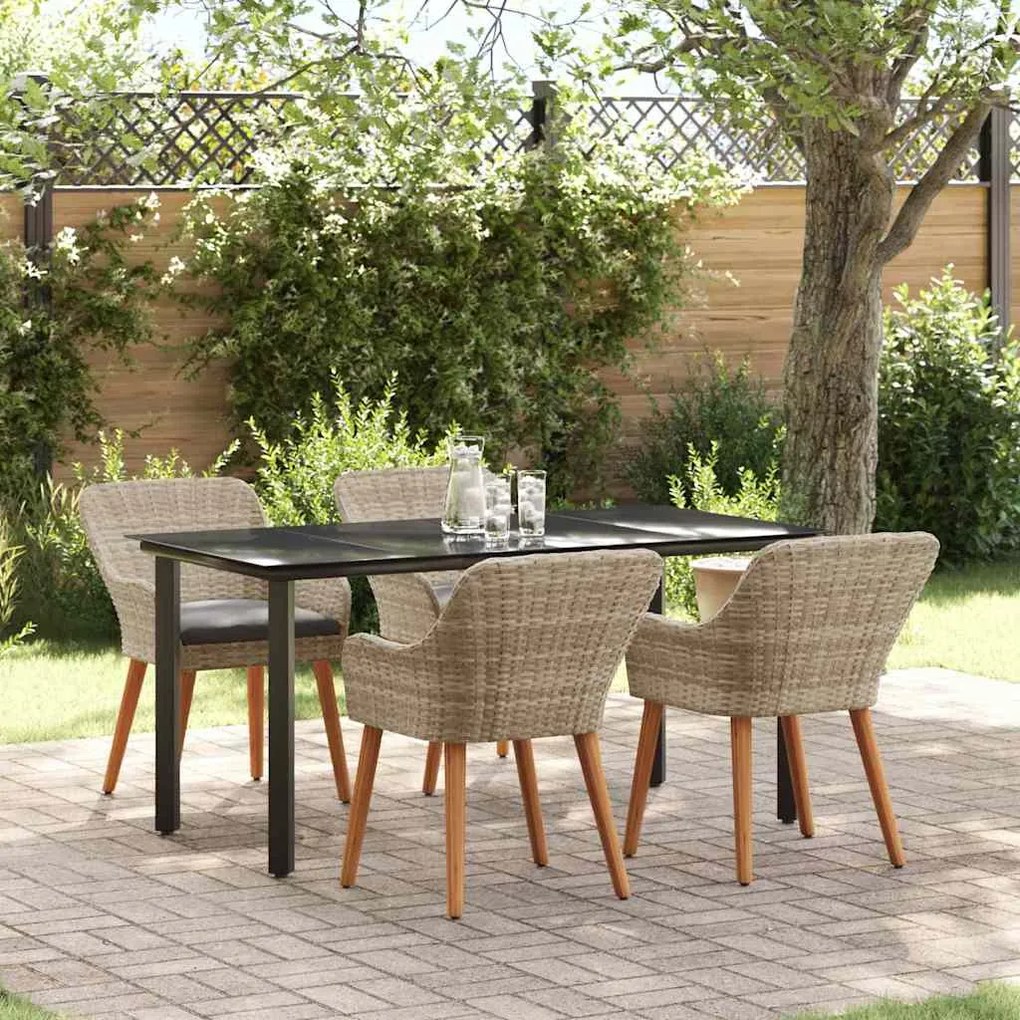 vidaXL Conjunto de sala de jantar 5 pcs Cinza claro e preto