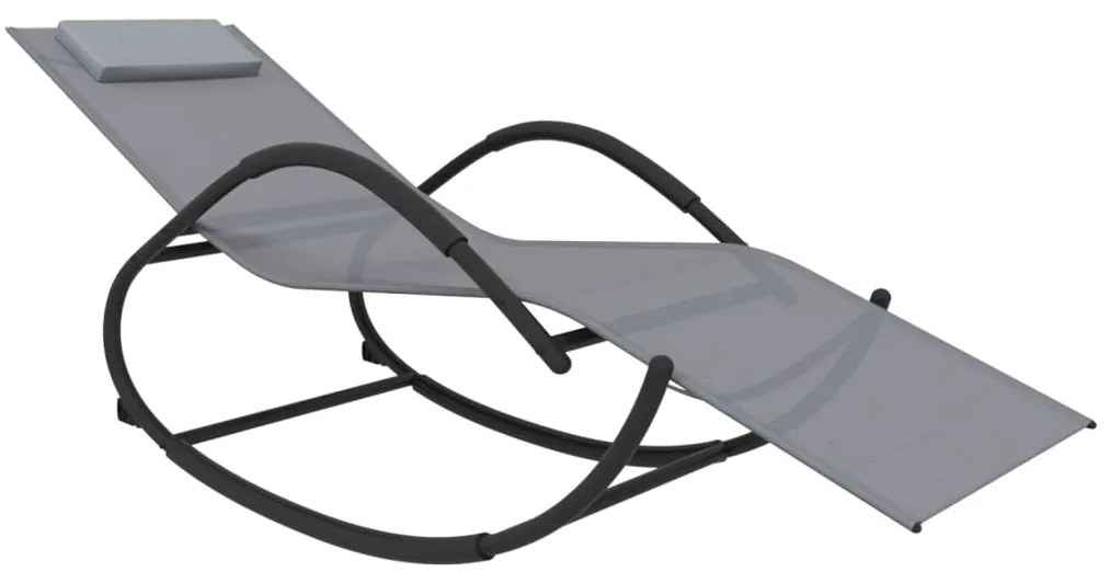 Espreguiçadeiras baloiço 2 pcs aço e textilene cinzento