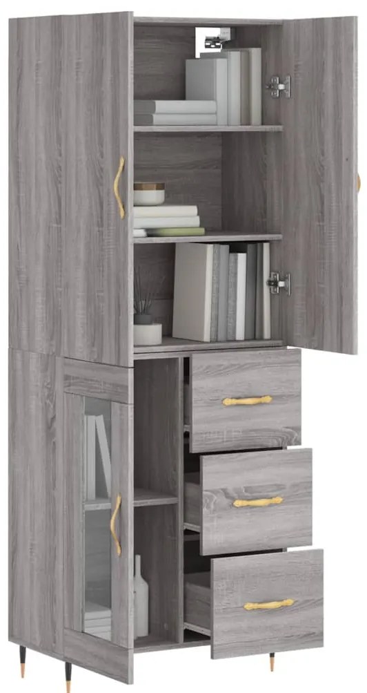 Armário alto 69,5x34x180 cm derivados de madeira sonoma cinza