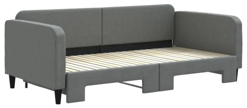 Sofá-cama com gavetão 100x200 cm tecido cinzento-escuro