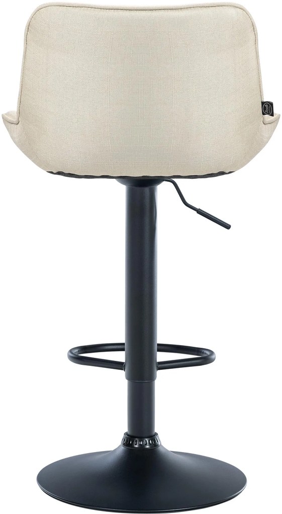 Banco alto em tecido com estrutura preta 85-106 x 49 x 51 cm cor creme