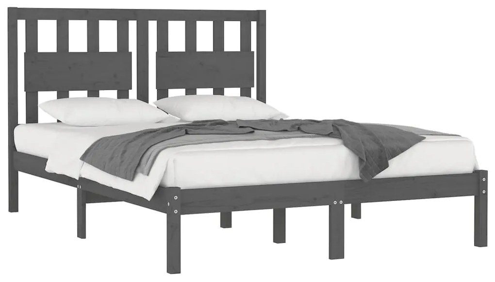 Estrutura de cama 200x200 cm pinho maciço cinzento