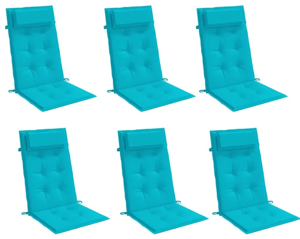 Almofadões cadeira de encosto alto 6 pcs tecido oxford turquesa