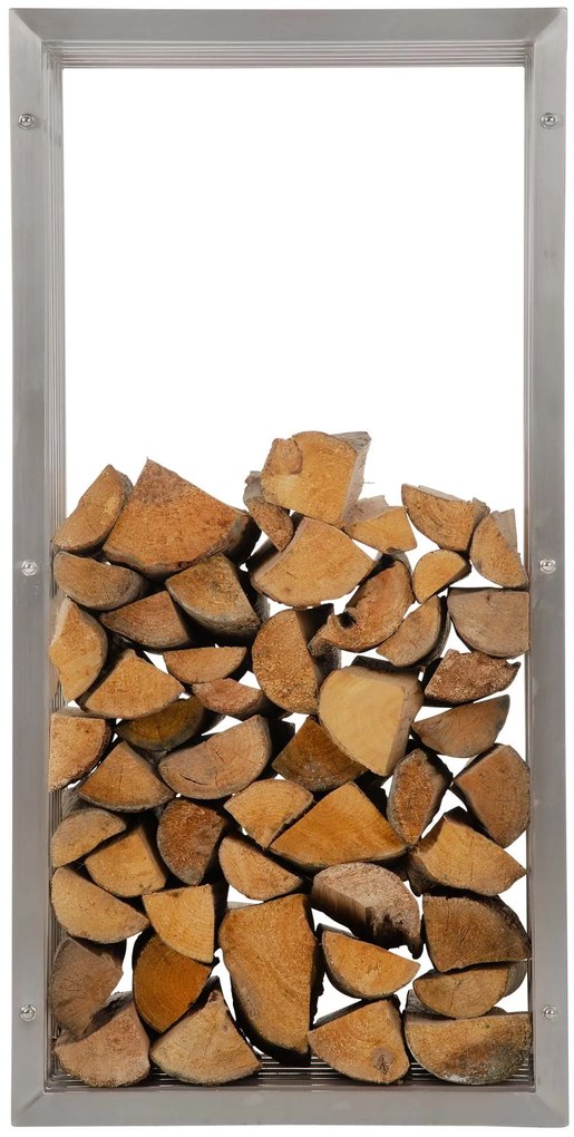 Suporte para lenha Irving em aço inoxidável 50 x 100 x 40 cm Prateado