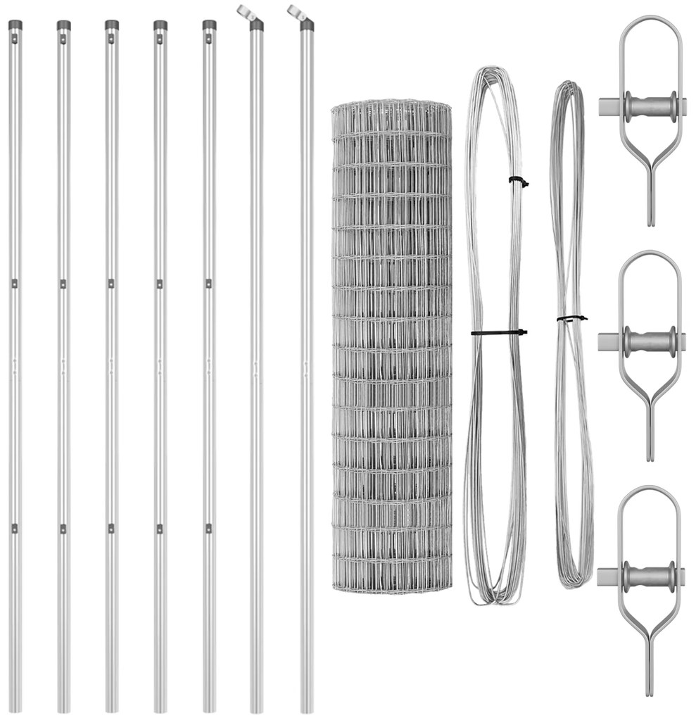 Cerca Euro com 7 Postes 1,2x10 m Aço Galvanizado