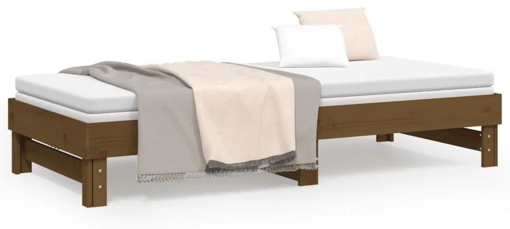 Estrutura sofá-cama de puxar 2x(90x200) cm pinho castanho-mel