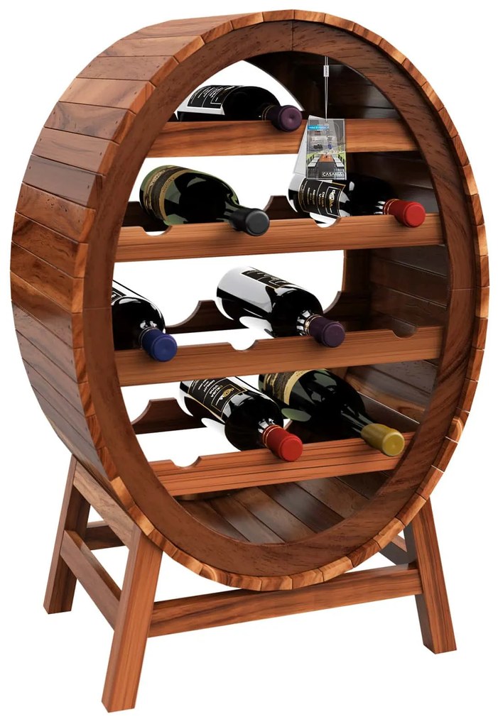 Garrafeira Estante para vinhos para 12 garrafas em design de barril de vinho 90 x 50 x 30 cm Castanho