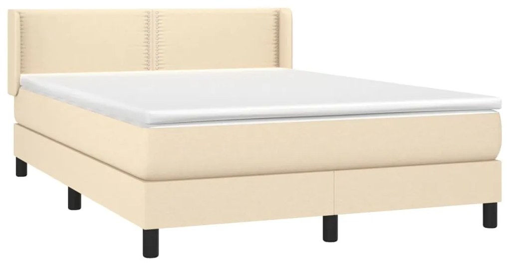 Cama com molas/colchão 140x200 cm tecido cor creme