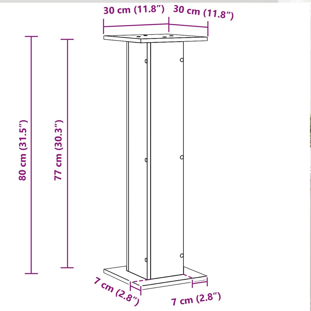 Suporte para Plantas vidaXL 2 pcs Carvalho Preto 30x30x80 cm Madeira d