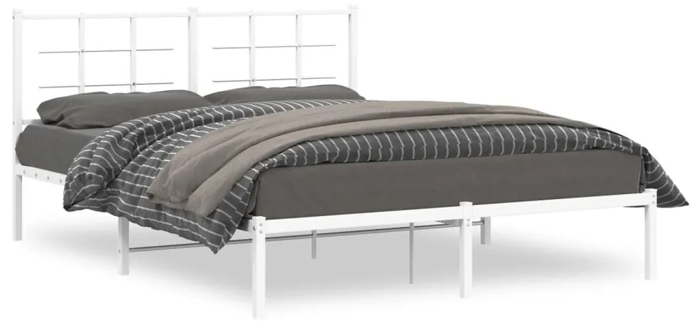 vidaXL Estrutura de cama com cabeceira 160x200 cm metal branco