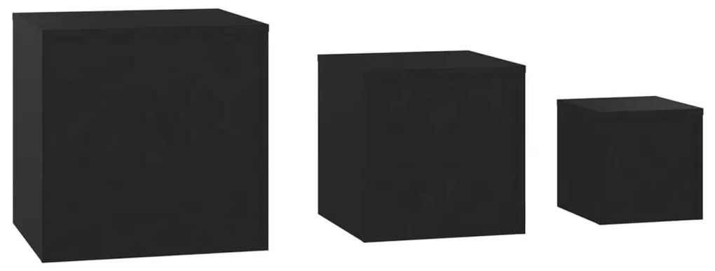 Mesas de apoio 3 pcs derivados de madeira preto