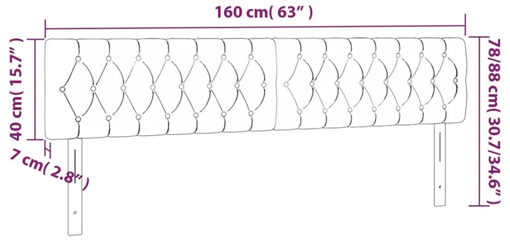 Cabeceira de cama c/luzes LED tecido 160x7x78/88cm cinza-escuro
