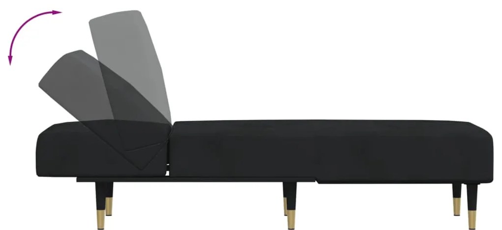 Chaise longue veludo preto