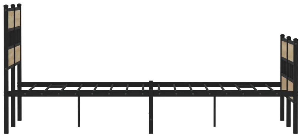 Estrutura de cama sem colchão 120x190 cm metal carvalho sonoma