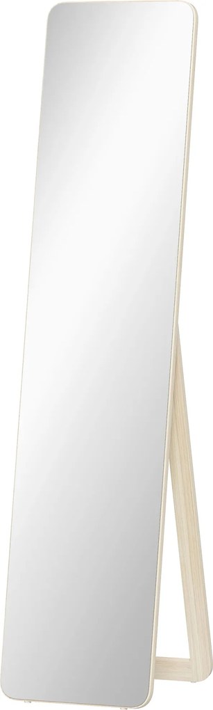 HOMCOM Espelho de Pé e de Parede retangular dim. 37L x 43l x 156H cm madeira natural | Aosom Portugal