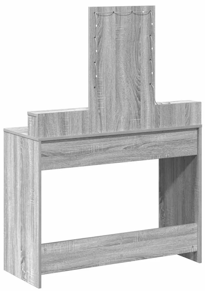 Mesa de Maquilhagem vidaXL com luzes LED Cinzento Sonoma 100x41x140 cm