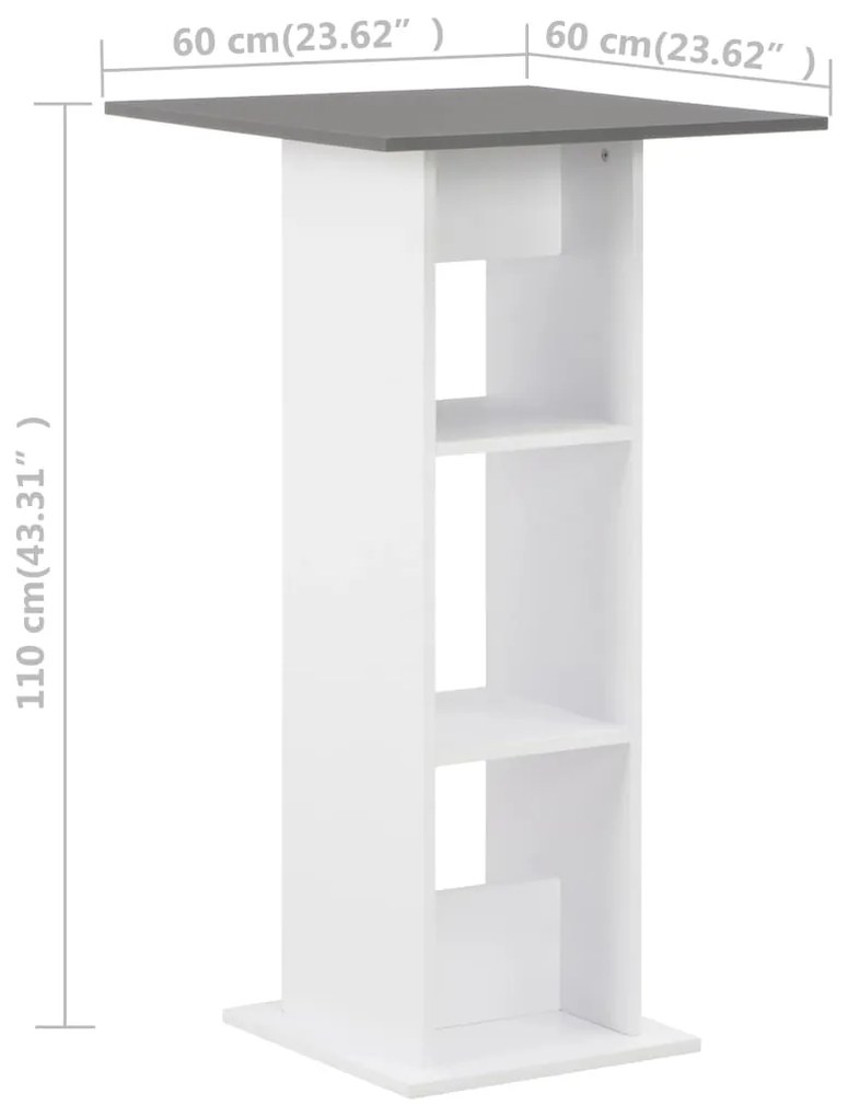 Mesa de bar 60x60x110 cm branco e antracite