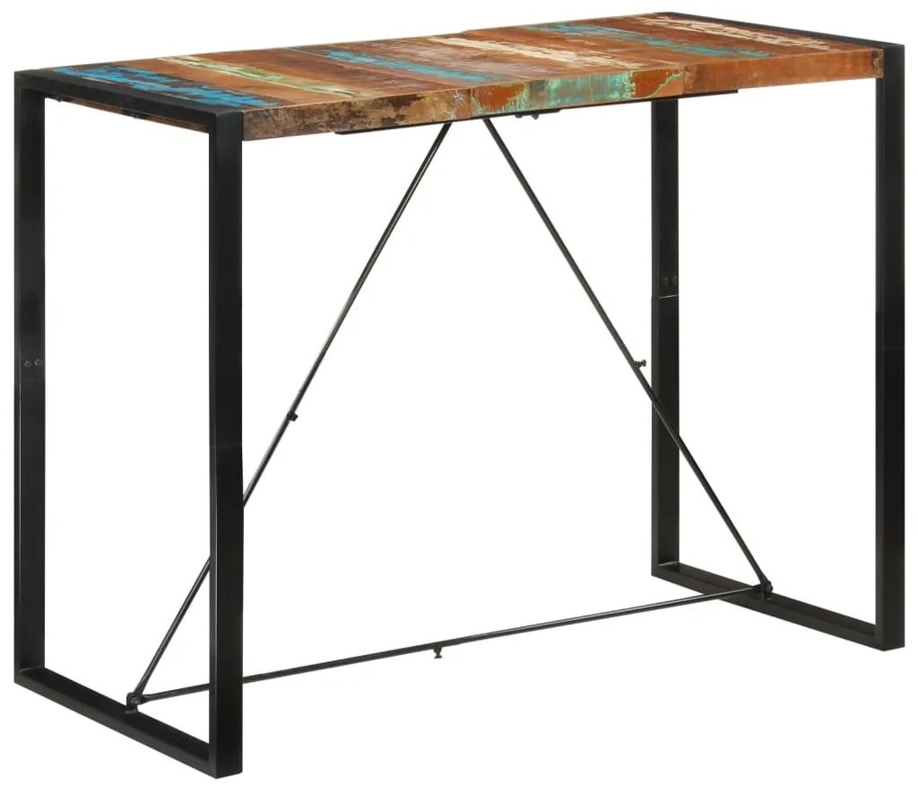 Mesa de bar 140x70x110 cm madeira recuperada maciça