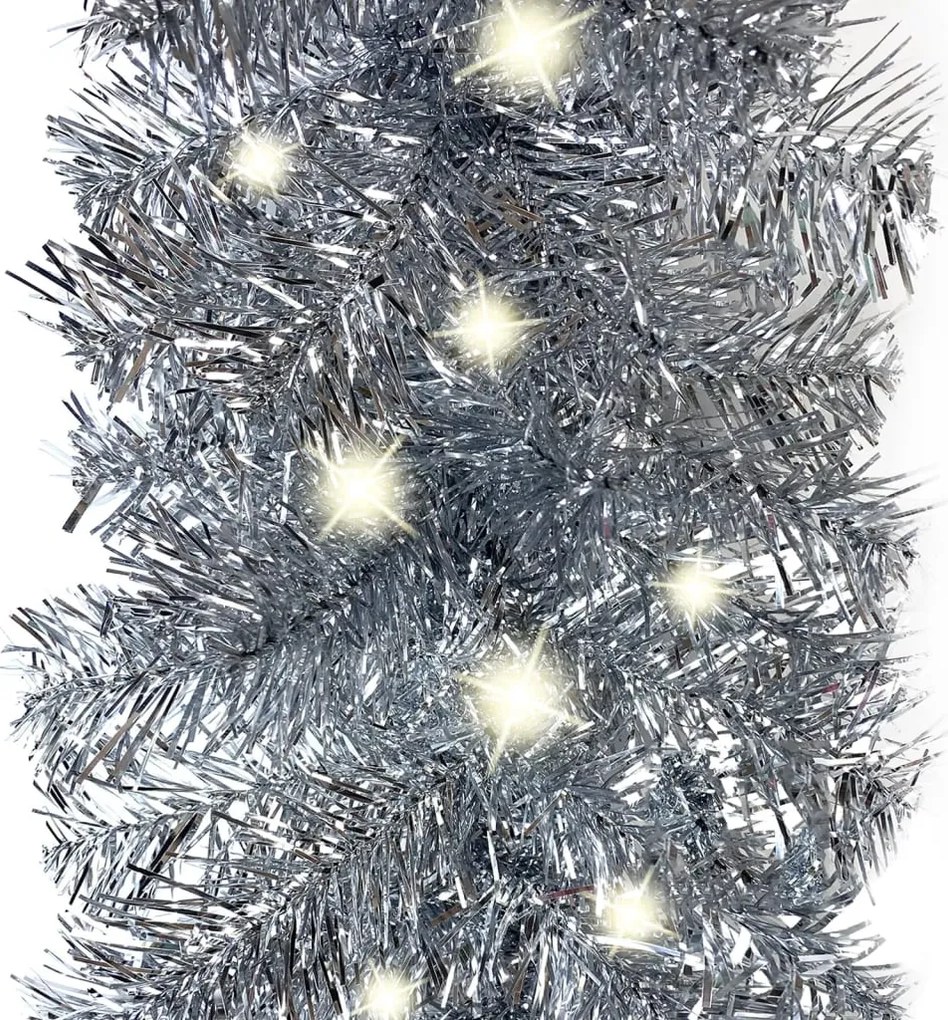 Grinalda de Natal com luzes LED 20 m prateado