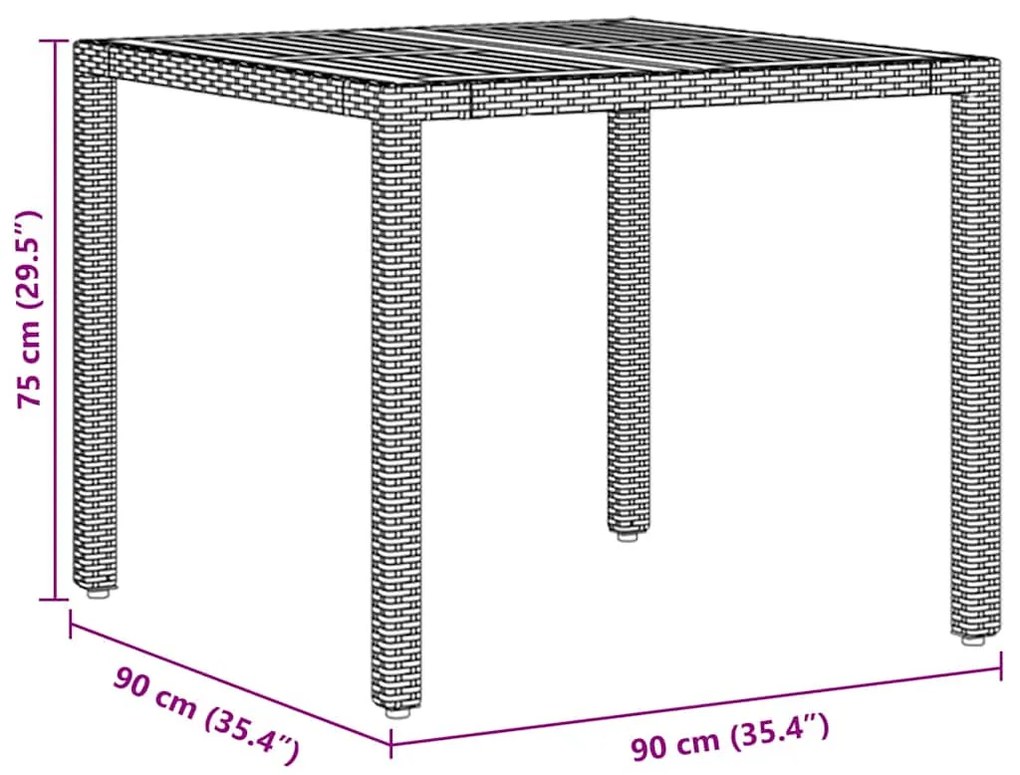 Conjunto de Jantar 5 Peças com Almofadas Cinzas em Rattan Sintético