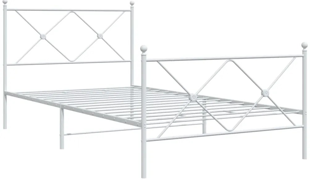 Estrutura de cama com cabeceira e pés 107x203 cm metal branco