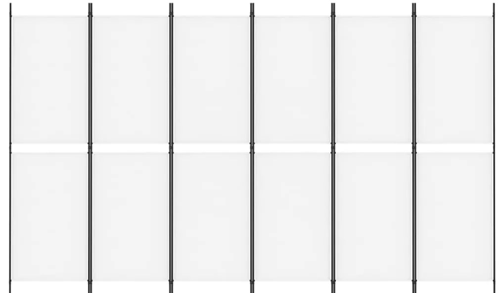 Biombo/divisória com 6 painéis 300x180 cm tecido branco