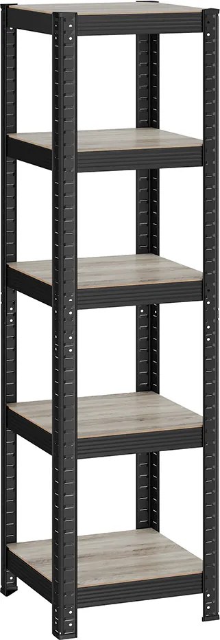 Estante arrumação 5 prateleiras cozinha, garagem 37 x 37 x 150 cm cinzento-preto