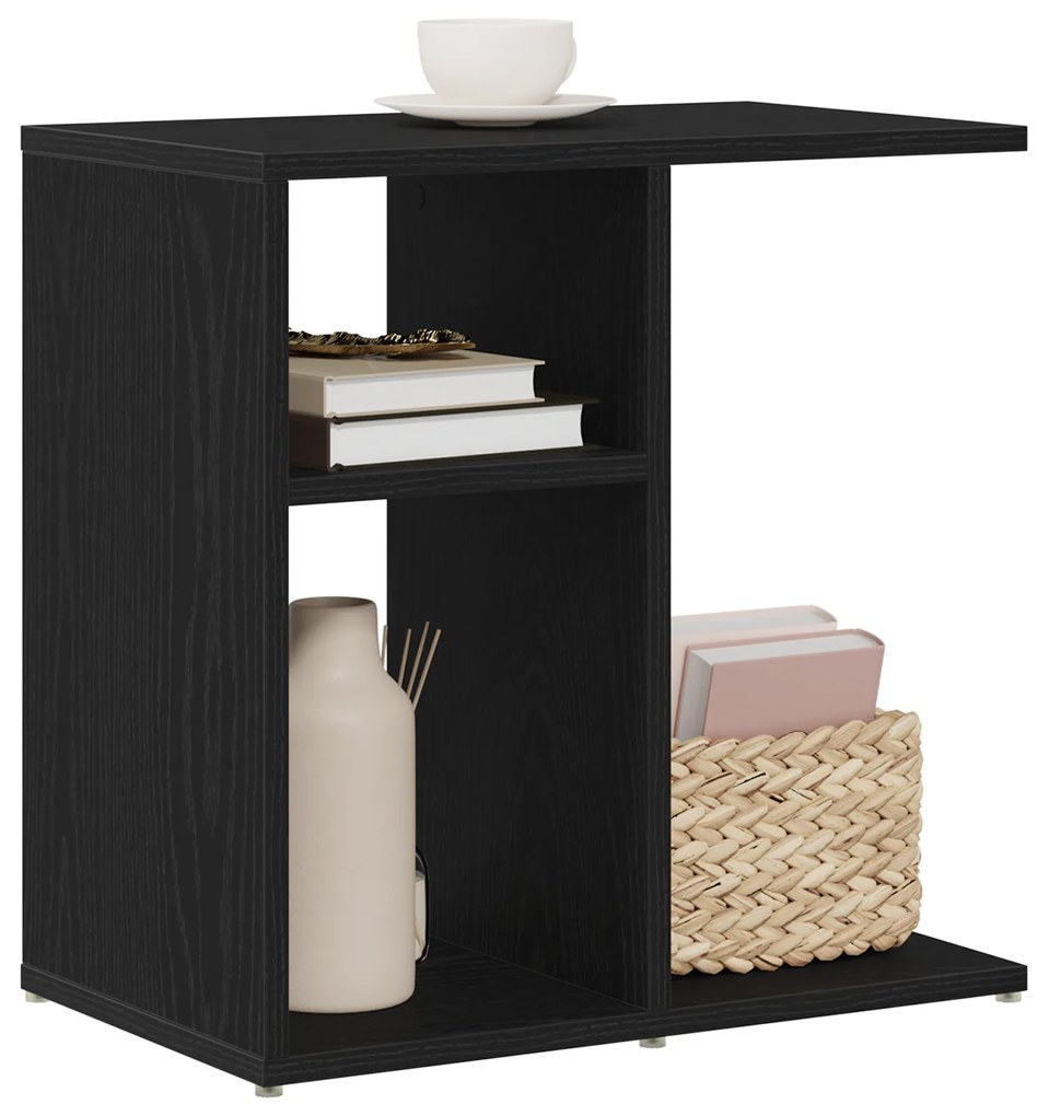 Mesa de Apoio vidaXL Preta em Madeira de Carvalho 50x30x50 cm