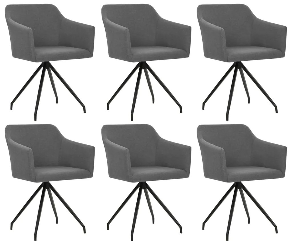 vidaXL Cadeiras de jantar giratórias 6 pcs tecido cinzento-claro