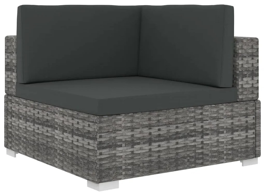 6 pcs conjunto lounge de jardim c/ almofadões vime PE cinzento