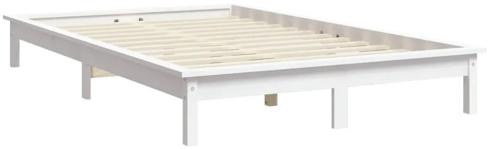 Estrutura de cama 140x190 cm madeira de pinho maciça branco