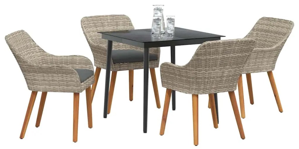 Conjunto de sala de jantar 5 pcs Cinza claro e preto