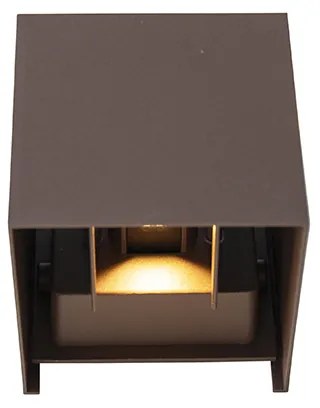 Candeeiro de parede exterior castanho ferrugem com LED 2-luzes IP54 - Edwin