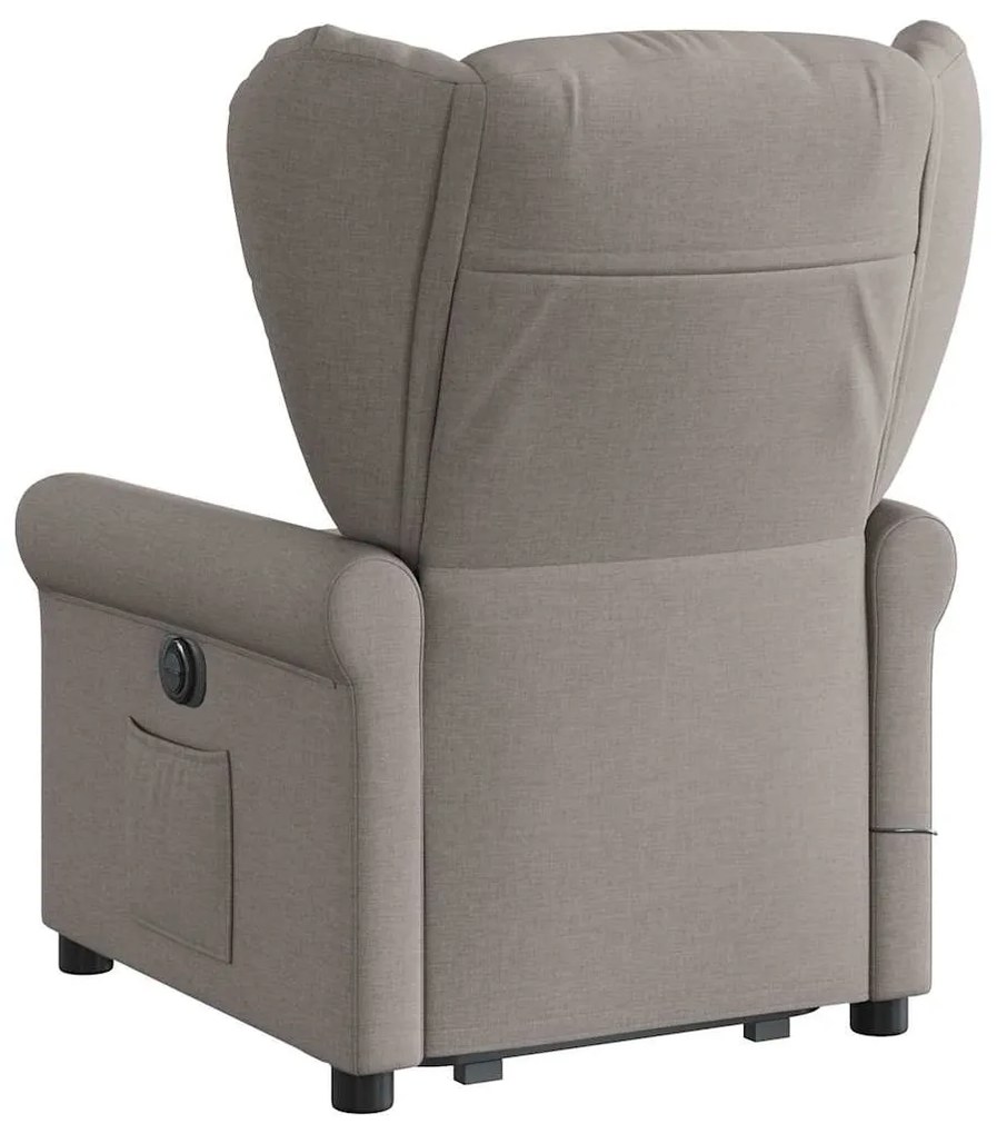Poltrona elevatória de massagens tecido cinzento-acastanhado