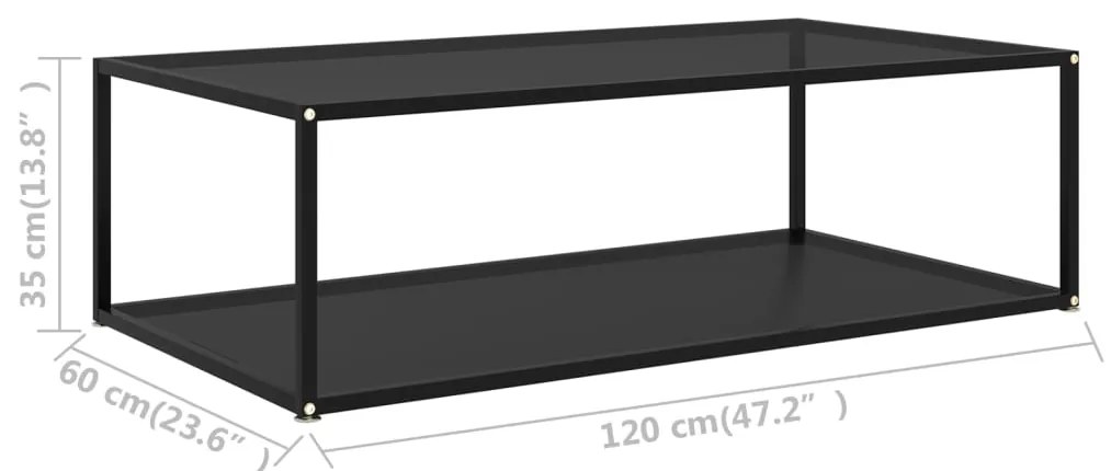Mesa de centro 120x60x35 cm vidro temperado preto