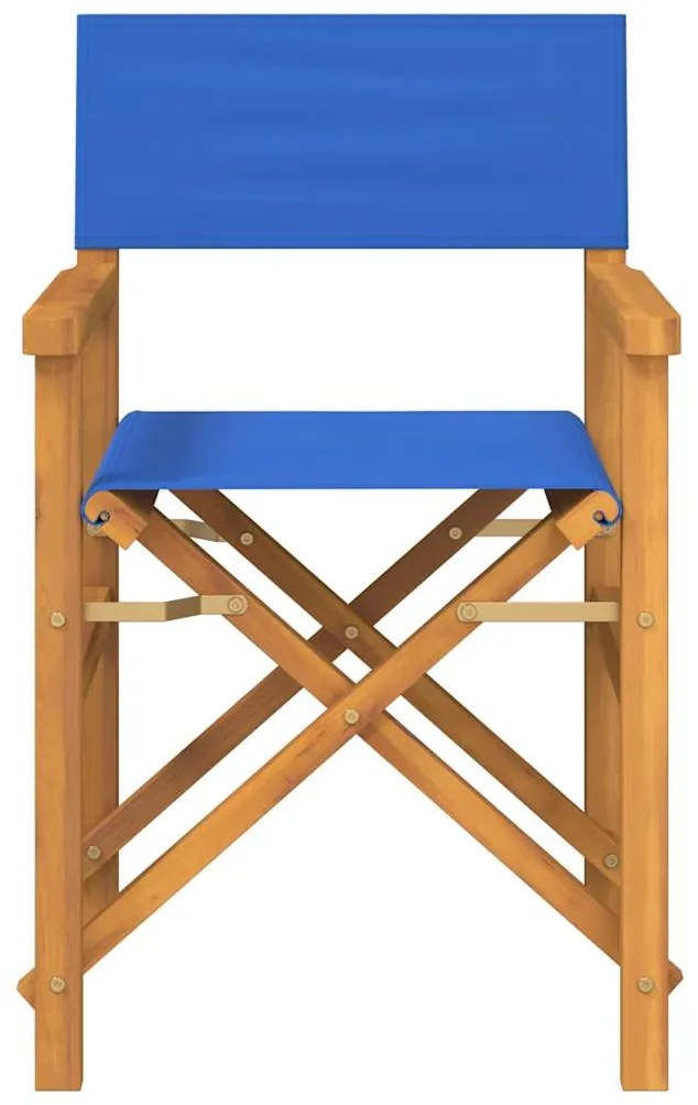 Cadeiras de realizador dobráveis 2 pcs teca maciça azul